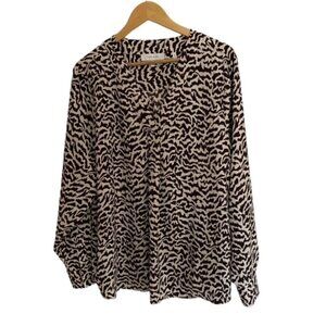Lark & Ro Black & Cream Long Sleeve Pullover Top XXLarge